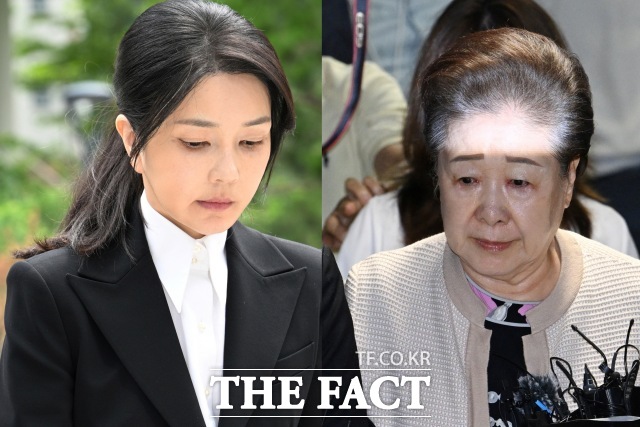 김건희 여사(왼쪽)와 권성동 국민의힘 의원에게 금품을 건넨 혐의로 윤영호 전 통일교 세계본부장에게 실형을 선고한 재판부가 금품 전달 배경에 한학자 통일교 총재(오른쪽)의 승인과 지시가 있었다고 판결문에 적시했다. 윤 전 본부장의 일부 혐의에 대해 공소 기각 판결을 내리며 특검의 수사 범위 확대에 신중해야 한다고 밝혔다./박헌우 기자