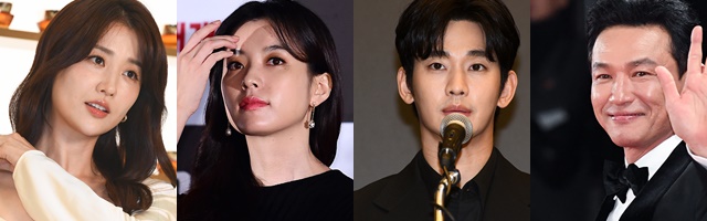 연예계 세금 논란 속에 성실납세 대통령 표창 수상 연예인들도 관심을 모은다. 2025년 박하선 지진희, 2024년 한효주 황정민, 2023년 김수현 송지효가 그 주인공이다. 왼쪽부터 박하선 한효주 김수현 황정민. /더팩트 DB