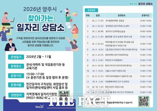 경기 양주시가 오는 11월까지 운영하는 2026년 찾아가는 일자리 상담소 안내 포스터. /양주시