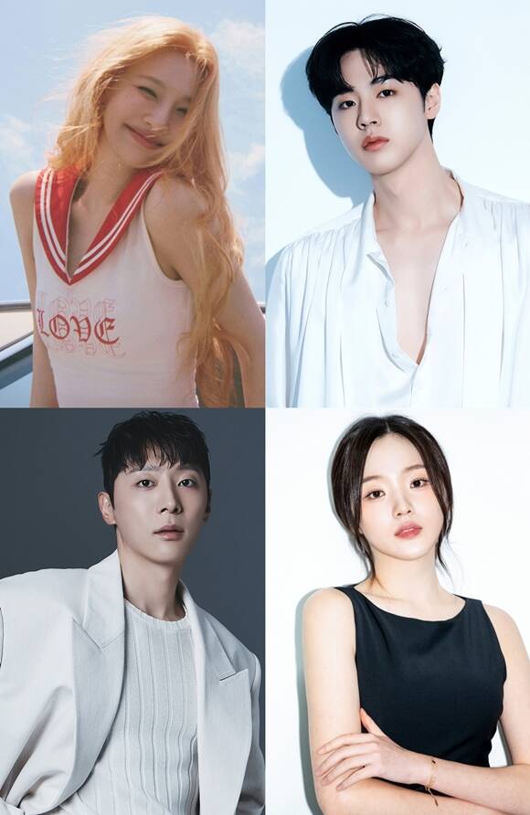 배우 박수영(레드벨벳 조이) 김현진 강나언 신현수(왼쪽 위부터 시계방향)가 새 드라마 유일무이 로맨스로 호흡을 맞춘다. /각 소속사