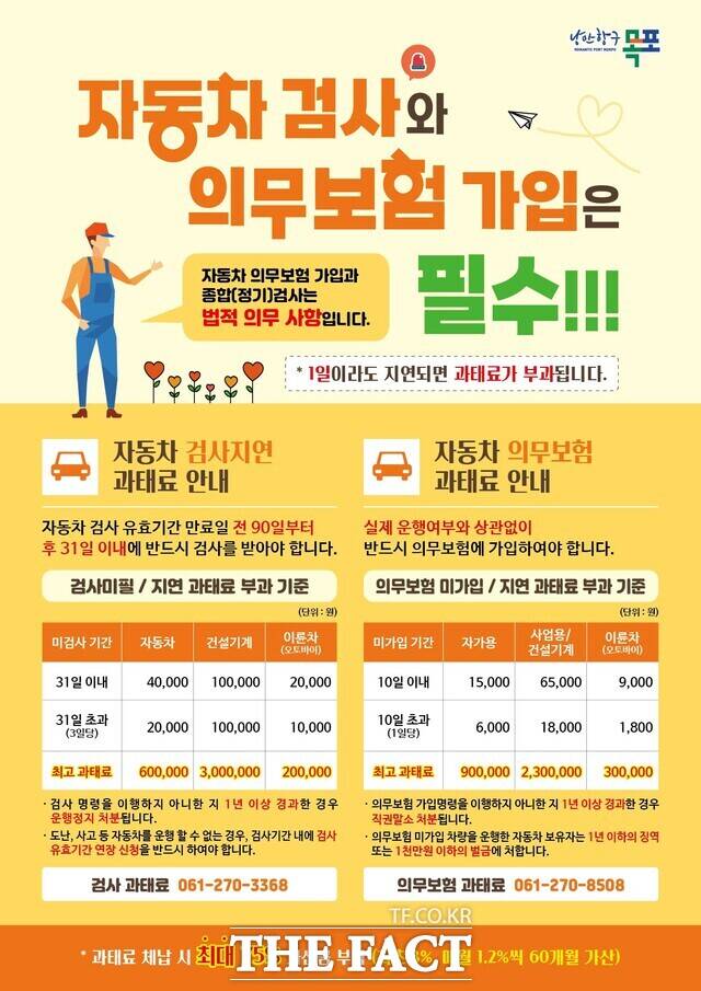 자동차 검사·의무보험 가입 홍보 포스터 /목포시