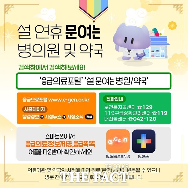 설 연휴 병의원 및 약국 안내문. /대전시