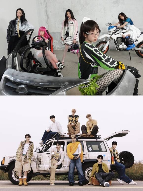 아일릿(위)과 알파드라이브원이 설을 맞아 이번 연휴를 더 알차고 풍성하게 만들어줄 노래를 한 곡씩 추천했다. /빌리프랩, 웨이크원