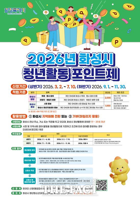 화성시 청년활동포인트제 안내문. /화성시