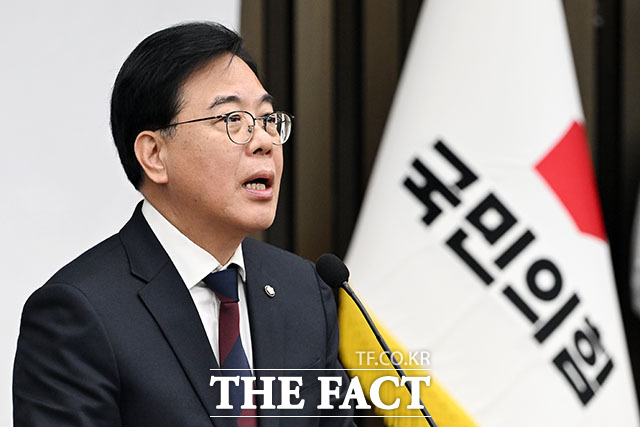 송언석 국민의힘 원내대표가 9일 오후 서울 여의도 국회에서 열린 의원총회에서 모두발언을 하고 있다. /국회=남용희 기자