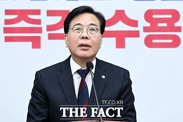 송언석 국민의힘 원내대표가 10일 정부·여당의 행정통합 입법 속도전을 비판하며 충분한 논의 없이 추진하는 빈 껍데기 통합이라고 지적했다./남용희 기자