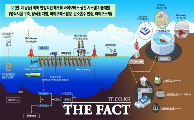 한-미 공동 해조류 바이오매스 생산 시스템 기술개발 모식도/인천시