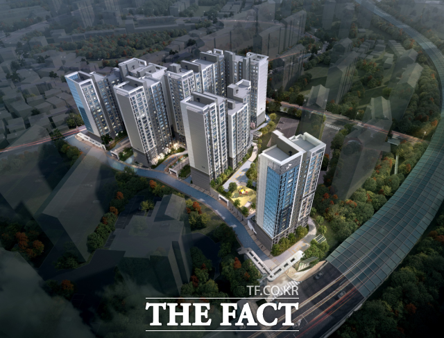 리모델링 사업계획이 최종 승인된 용인시 수지구 수지뜨리에체 아파트 조감도. /용인시