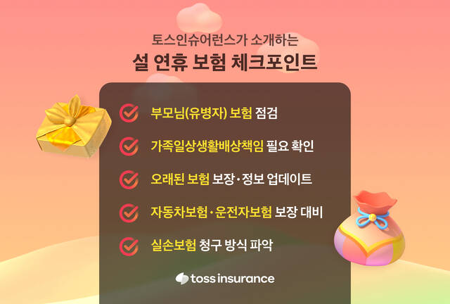토스인슈어런스가 설 연휴를 앞두고 보험 점검사항 5가지를 공유했다. /토스인슈어런스