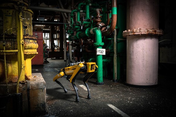 현대자동차그룹 로봇 전문 계열사 보스턴다이나믹스의 4족 보행 로봇 스팟(Spot)이 셀라필드(Sellafield Ltd) 현장을 순찰하는 모습. /셀라필드