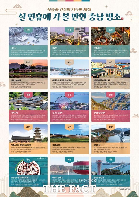 충남도가 추천하는 도내 관광지 목록 /충남도