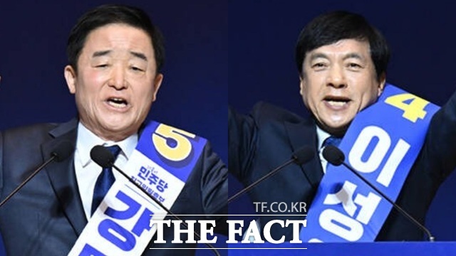 강득구 민주당 최고위원(왼쪽)은 자신의 페이스북에 대통령 당무 개입으로 읽힐 수 있는 내용의 글을 게시해 논란을 일으켰고,·이성윤 최고위원은 특검 추천 사태를 초래한 인물로 지목된다. /이새롬 기자