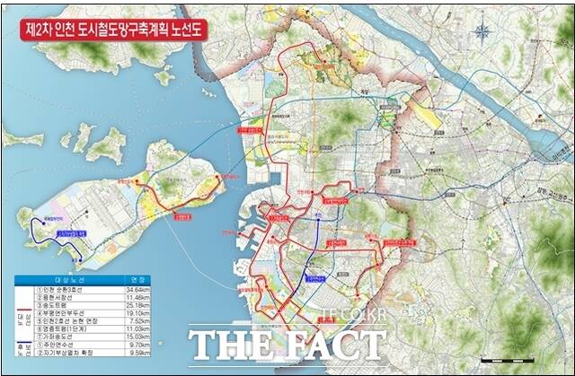 제2차 인천 도시철도망구축계획 노선도 /인천시