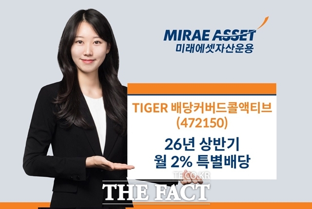 미래에셋자산운용은 TIGER 배당커버드콜액티브 ETF가 2026년 상반기 매월 최대 2% 수준의 특별 분배금을 지급할 계획이라고 밝혔다. /미래에셋자산운용