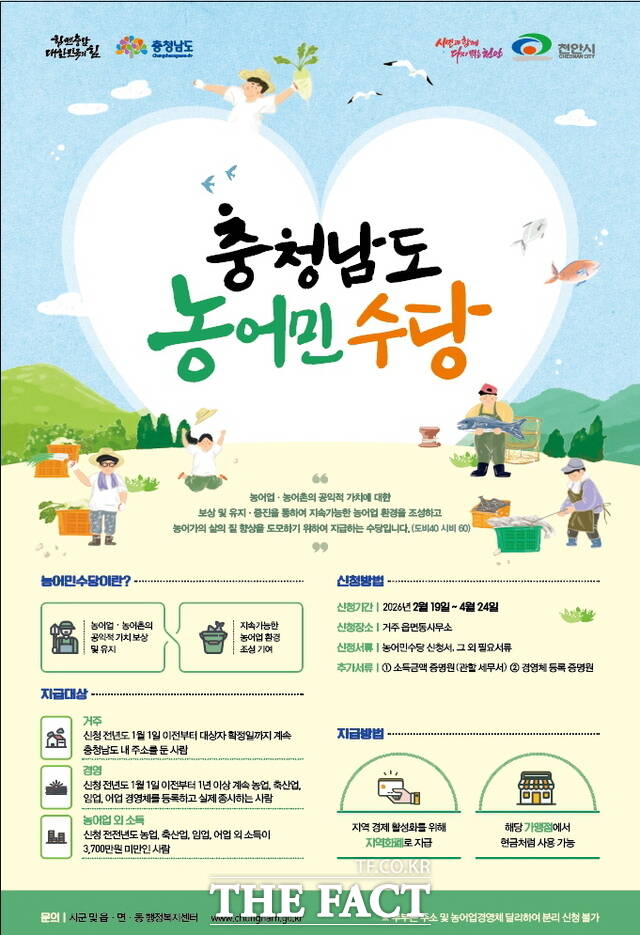 충남도 농어민수당 안내 홍보문. /천안시