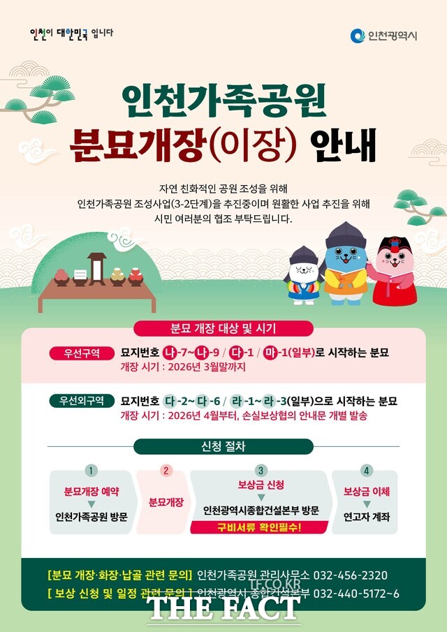 인천가족공원 분묘개장(이장) 안내 홍보 포스터 /인천시
