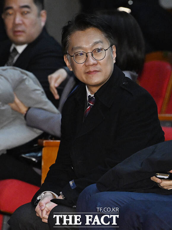 6.3지방선거에서 인천 계양을 국회의원 보궐선거 후보 출마를 위해 사퇴한 김남준 전 청와대 대변인이 23일 오후 인천시 계양구 계양문화회관에서 열린 '2026 신년특강 K-국정설명회'에 참석하고 있다. /인천=박헌우 기자