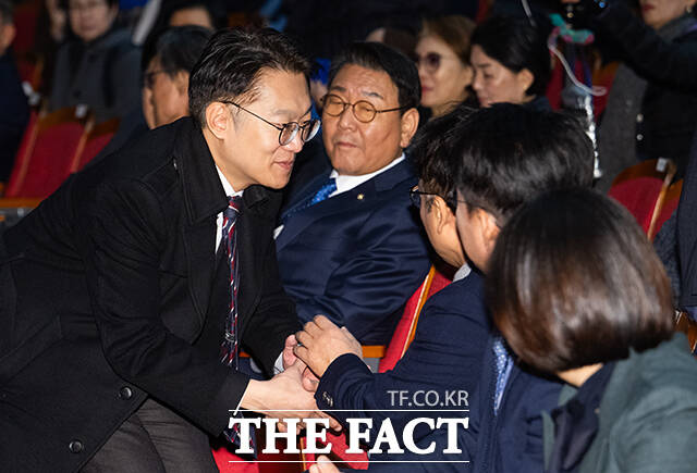 6.3지방선거에서 인천 계양을 국회의원 보궐선거 후보 출마를 위해 사퇴한 김남준 전 청와대 대변인이 23일 오후 인천시 계양구 계양문화회관에서 열린 '2026 신년특강 K-국정설명회'에 참석하고 있다. /인천=박헌우 기자