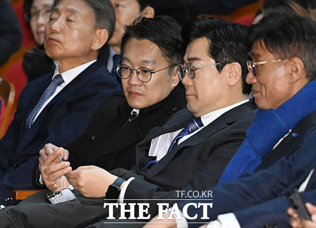 6.3지방선거에서 인천 계양을 국회의원 보궐선거 후보 출마를 위해 사퇴한 김남준 전 청와대 대변인이 23일 오후 인천시 계양구 계양문화회관에서 열린 '2026 신년특강 K-국정설명회'에 참석하고 있다. /인천=박헌우 기자