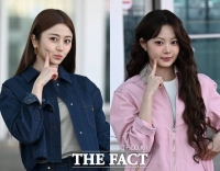  '블루 vs 핑크' 르세라핌 허윤진-홍은채 '출국길 매력 대결' [TF사진관]