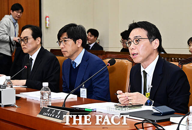 서은종 BNP파리바 대표(오른쪽)가 24일 오전 서울 여의도 국회 대미투자특별법 처리를 위한 특별위원회에서 열린 한미 전략적 투자 관리를 위한 특별법안 제정에 관한 공청회에 참석해 진술을 하고 있다. /배정한 기자