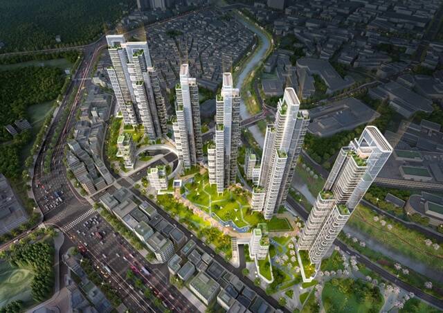 나우동인건축사사무소는 안양 부림마을 재개발사업에 '입체통합 단지' 설계안을 제시했다. 사진은 안양 부림마을 조감도다. /나우동인건축사사무소