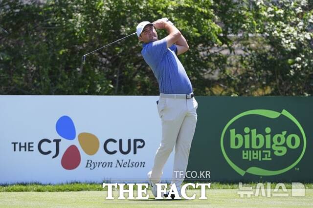 지난해 더 CJ컵 바이런 넬슨에 출전해 정상에 오른 스코티 셰플러가 티샷을 날리는 모습./AP.뉴시스