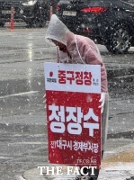  폭설 속 선거운동하는 출마 예정자 [TF포토]