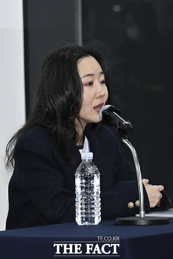 민 대표가 발언하고 있다.