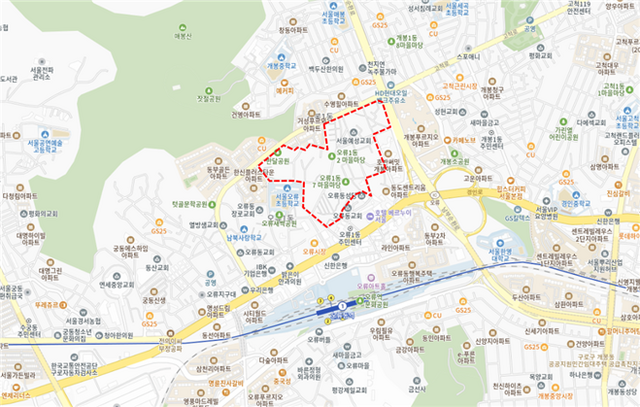 서울시는 지난 23일 '2026년 제1차 주택재개발 후보지 선정위원회'를 열고 신통기획 후보지 6곳을 선정했다고 25일 밝혔다. 사진은 구로구 개봉동 66-15. /서울시