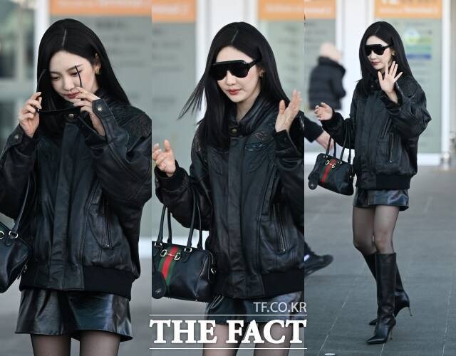 에스파 닝닝이 25일 오전 구찌 2026 가을 겨울 패션쇼 참석을 위해 인천국제공항에서 밀라노로 출국하며 선글라스를 착용하고 있다. /인천국제공항=이새롬 기자