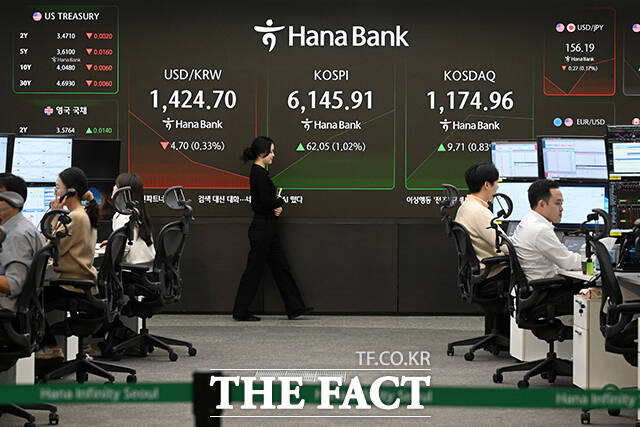 코스피 지수가 6000선을 돌파하며 강세 흐름을 보이고 있는 26일 오전 서울 중구 하나은행 본점 딜링룸 전광판에 지수가 나타나고 있다. /서예원 기자