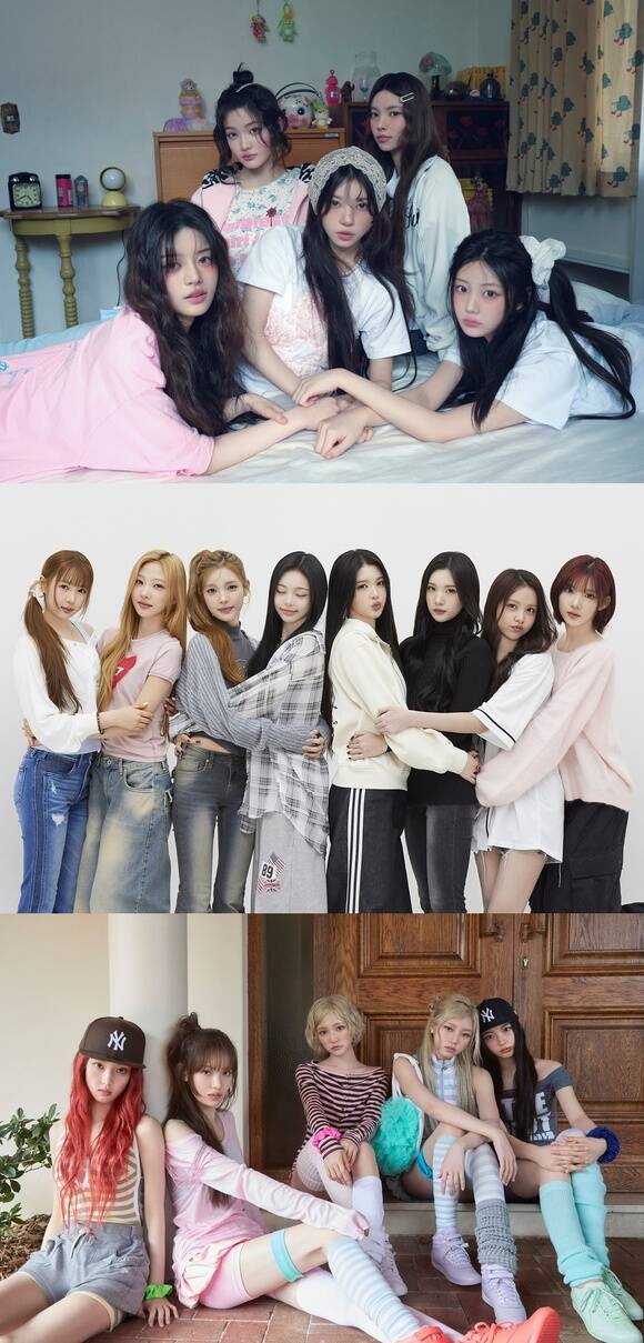 아일릿이 꾸준히 활약을 이어오는 가운데, 하츠투하츠와 키키(데뷔 순, 위부터)가 올해 큰 폭으로 도약하면서 5세대 걸그룹 시대의 서막을 열었다. /빌리프랩, SM엔터, 스타쉽엔터