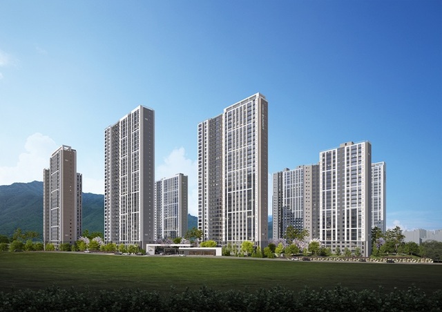 호반건설은 지난달 26일 오픈한 경산 상방공원 호반써밋 1단지 견본주택에 5일간 1만5000여명이 방문했다고 3일 밝혔다. 사진은 경산 상방공원 호반써밋 1단지 투시도. /호반건설