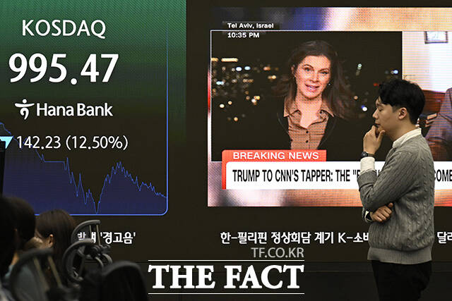 딜링룸 전광판에 코스닥 지수가 표시되고 있다.