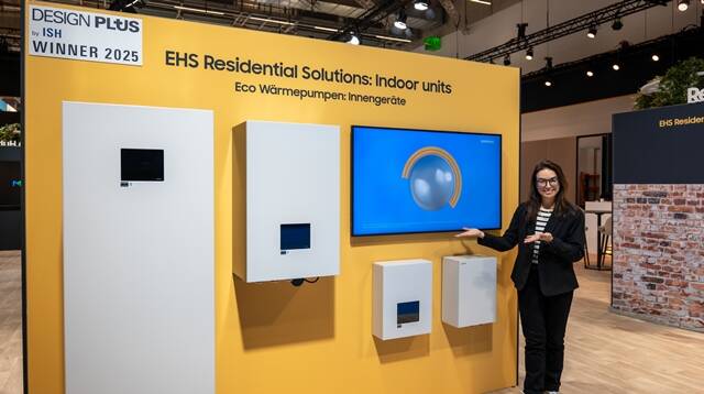 기후에너지환경부는 4일 서울 영등포구 에프케이아이(FKI)타워 토파즈홀에서 난방 전기화 사업 추진 동력 확보와 업계 애로사항 청취를 위한 간담회를 열었다. 사진은 지난해 3월 17일 독일 프랑크푸르트에서 열린 냉난방공조 전시회에 전시된 삼성전자 히트펌프 슬림핏 클라이밋허브. / 삼성전자