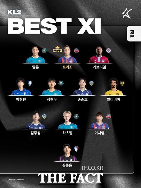 '하나은행 K리그2 2026' 1라운드 베스트11./K리그