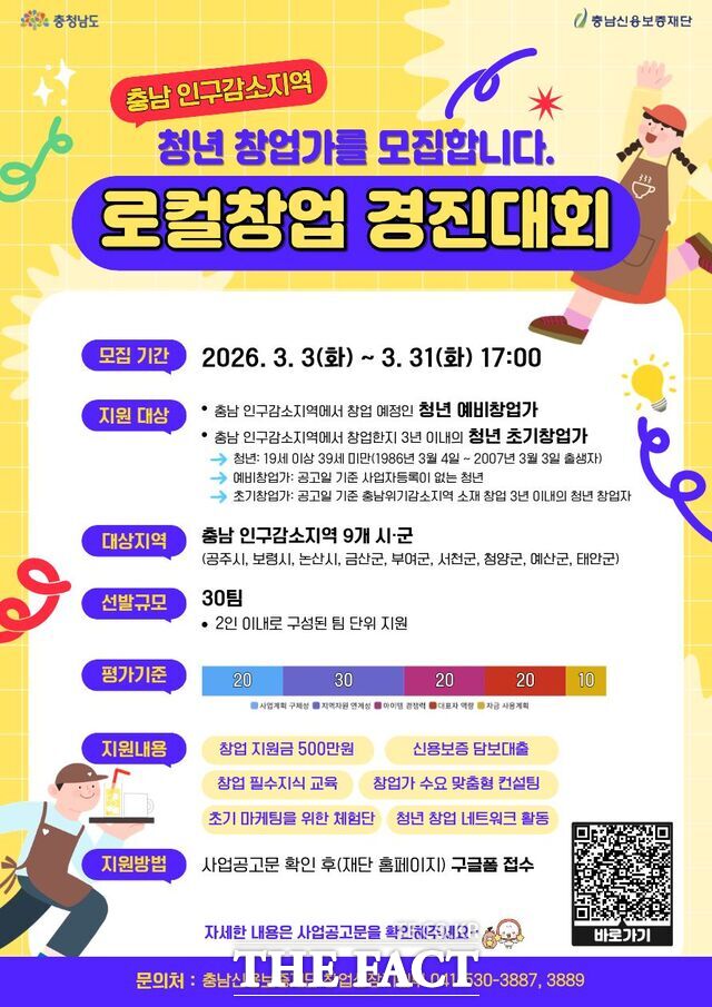 충남도가 참가자를 모집하는 충남 청년 로컬창업 경진대회 홍보물. /충남도