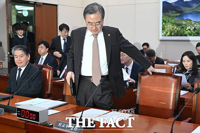 '중동 사태 현안 관련' 의원 질의 듣는 조 장관.