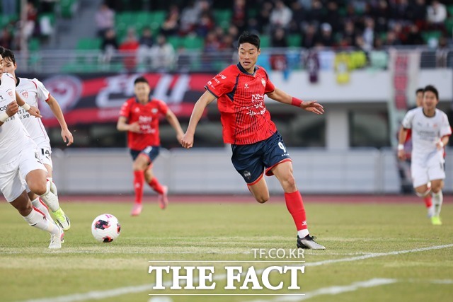 개막전에서 번뜩이는 활약을 펼친 김천 스트라이커 이건희./K리그