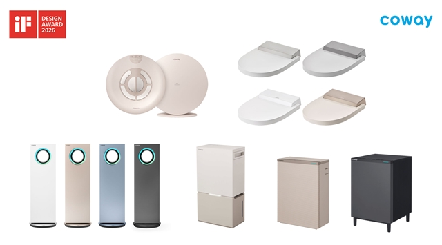 코웨이는 '2026 iF 디자인 어워드'에서 총 8개의 본상을 수상하며 글로벌 디자인 경쟁력을 입증했다고 6일 밝혔다. /코웨이