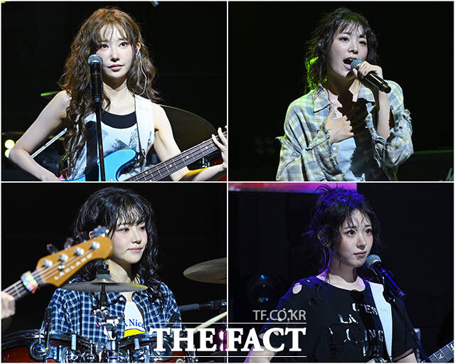 김종서는 QWER을 언급하며 이들을 전략의 성공이라고 평가했다. 사진은 QWER의 마젠타 시연 히나 쵸단(왼쪽 위부터 시계방향으로)이 지난해 6월 서울 서대문구 예스24 원더로크홀에서 열린 세 번째 미니앨범 난 네 편이야, 온 세상이 불협일지라도 발매 기념 쇼케이스에 참석한 모습이다./서예원 기자