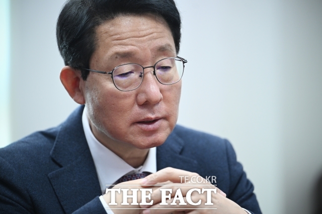 김상훈 국민의힘 의원이 9일 오전 서울 여의도 의원회관에서 <더팩트>와 인터뷰를 하고 있다. /국회=박헌우 기자