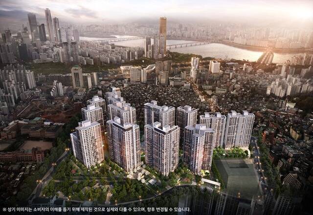 노량진6구역 시공사인 GS건설·SK에코플랜트 컨소시엄은 다음달 3일 입주자 모집공고를 낼 예정이다. 사진은 라클라체자이드파인 조감도. /GS건설