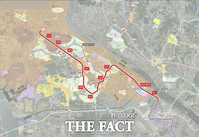 서울5호선 검단김포 연장 노선도 /인천시
