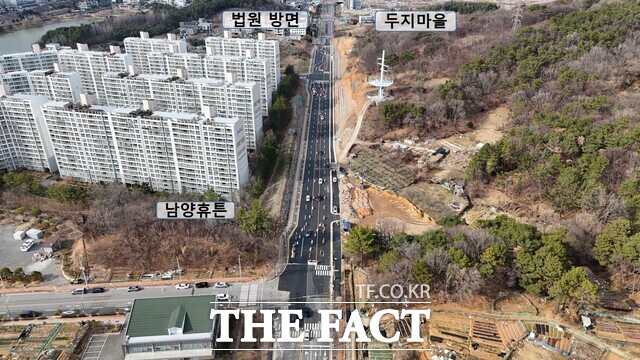 오는 16일 개통 예정인 순천 풍전주유소~조례마을 간 도시계획도로 전경 /순천시