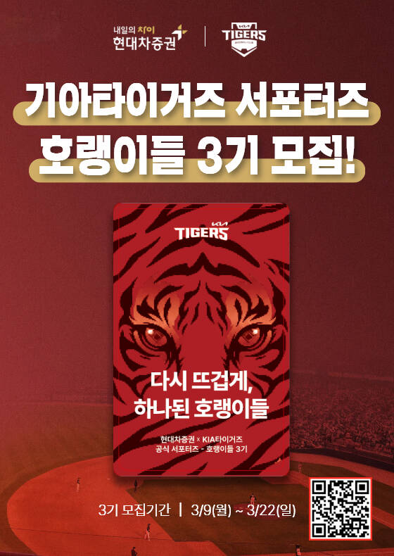 현대차증권은 지난 9일부터 오는 22일까지 KIA타이거즈 우승을 기원하는 서포터즈 호랭이들 3기를 모집한다고 10일 밝혔다. /현대차증권