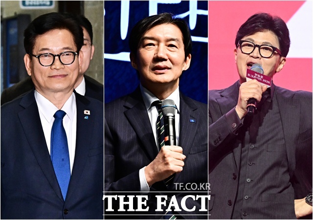 6·3 지방선거와 함께 치러지는 재보궐선거 출마가 점쳐지는 송영길 전 더불어민주당 대표(왼쪽부터), 조국 조국혁신당 대표, 한동훈 전 국민의힘 대표. /배정한·서예원 기자