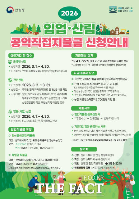 2026년 임업·산림 공익직접지불금 신청 안내 포스터. /부여군