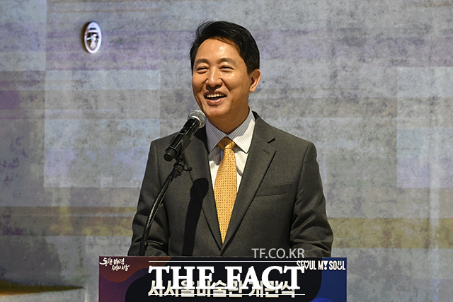 오세훈 시장이 축사를 하고 있다.